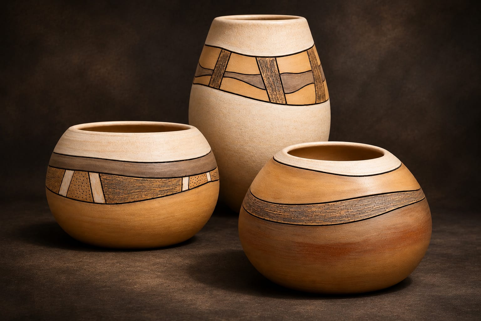 Tres piezas de gres de Verónica Palomeque